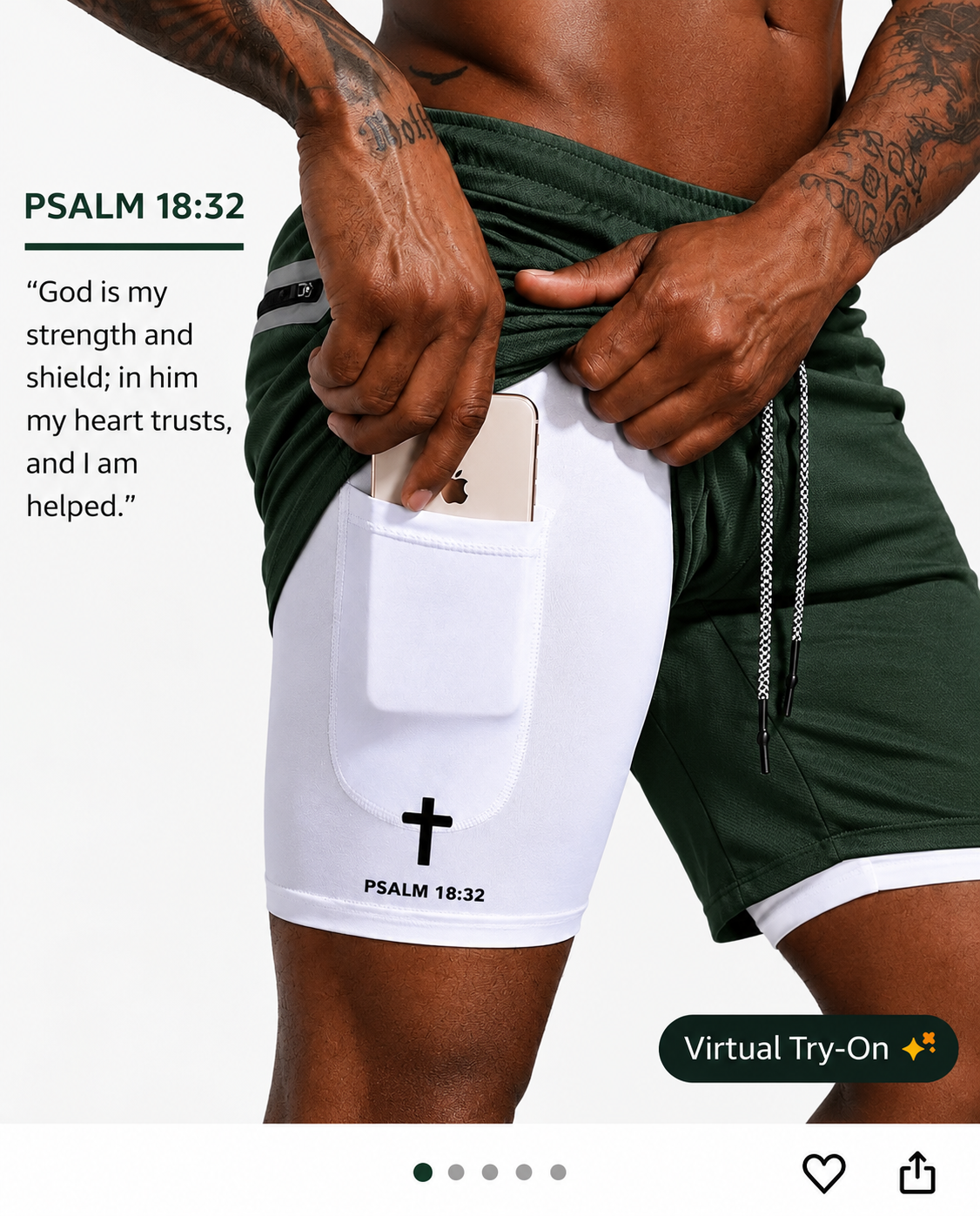 PsalmFit Men’s 2-in-1 Performance Training Shorts
